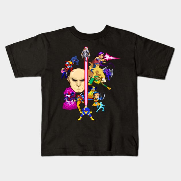 90s Superheroes Kids T-Shirt by TheM6P